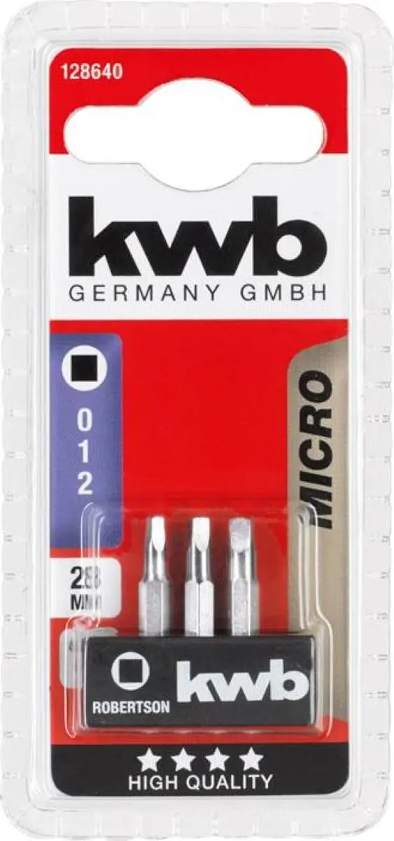 KWB Robertson Schroefbit 0/1/2 - 28mm - 3 Stuks