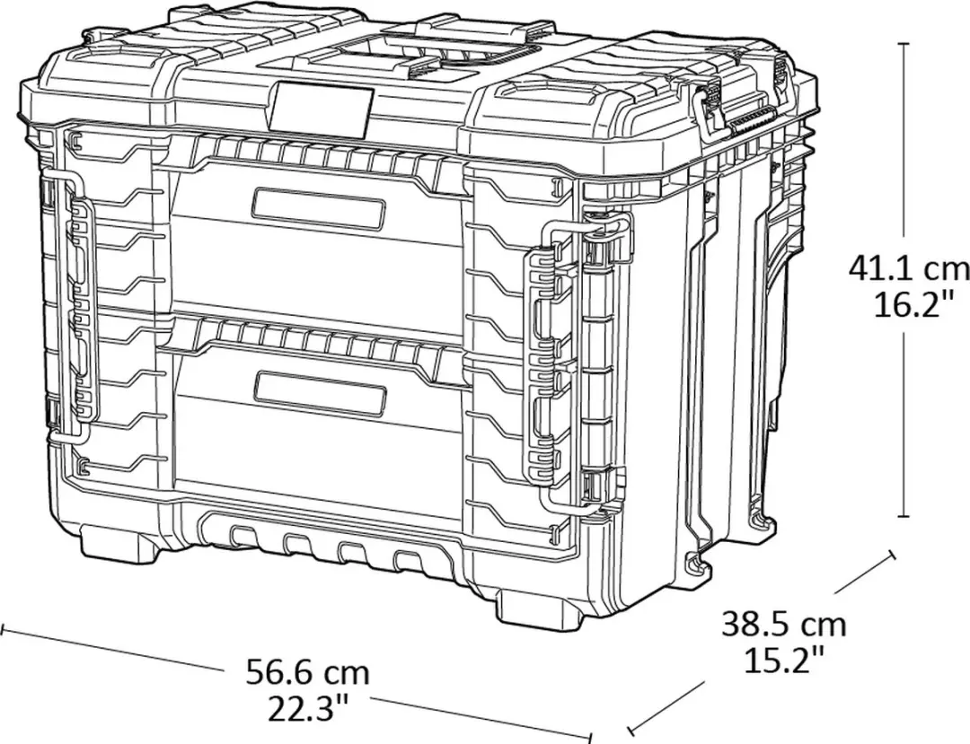 Keter Pro Gear XL Gereedschapskoffer 2 Lades - 56,6x38,5x41,1cm Zwart - afbeelding 6 van 6