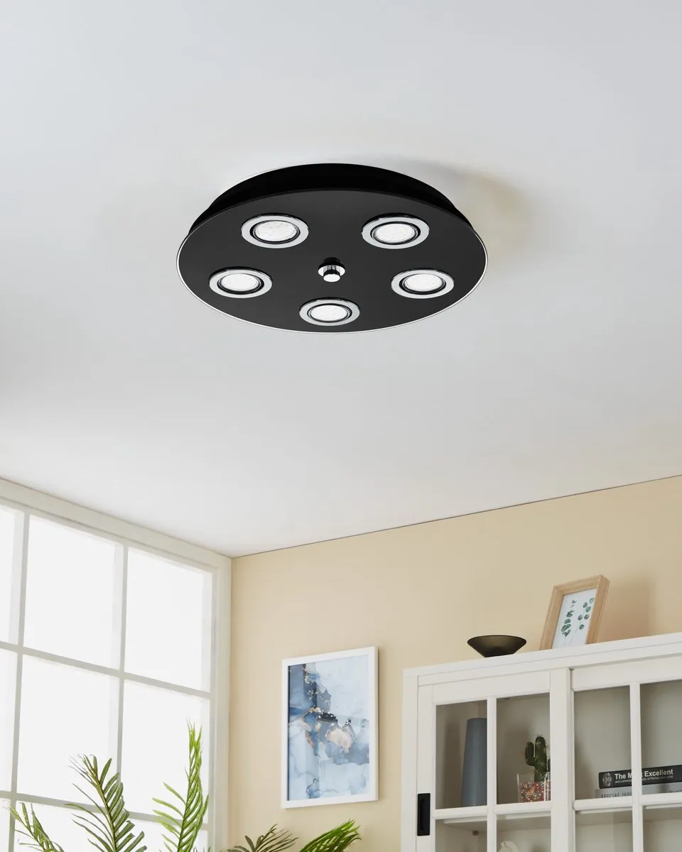Eglo Grattino Plafondlamp GU10 - 5 Lichtpunten - 35cm - Zwart