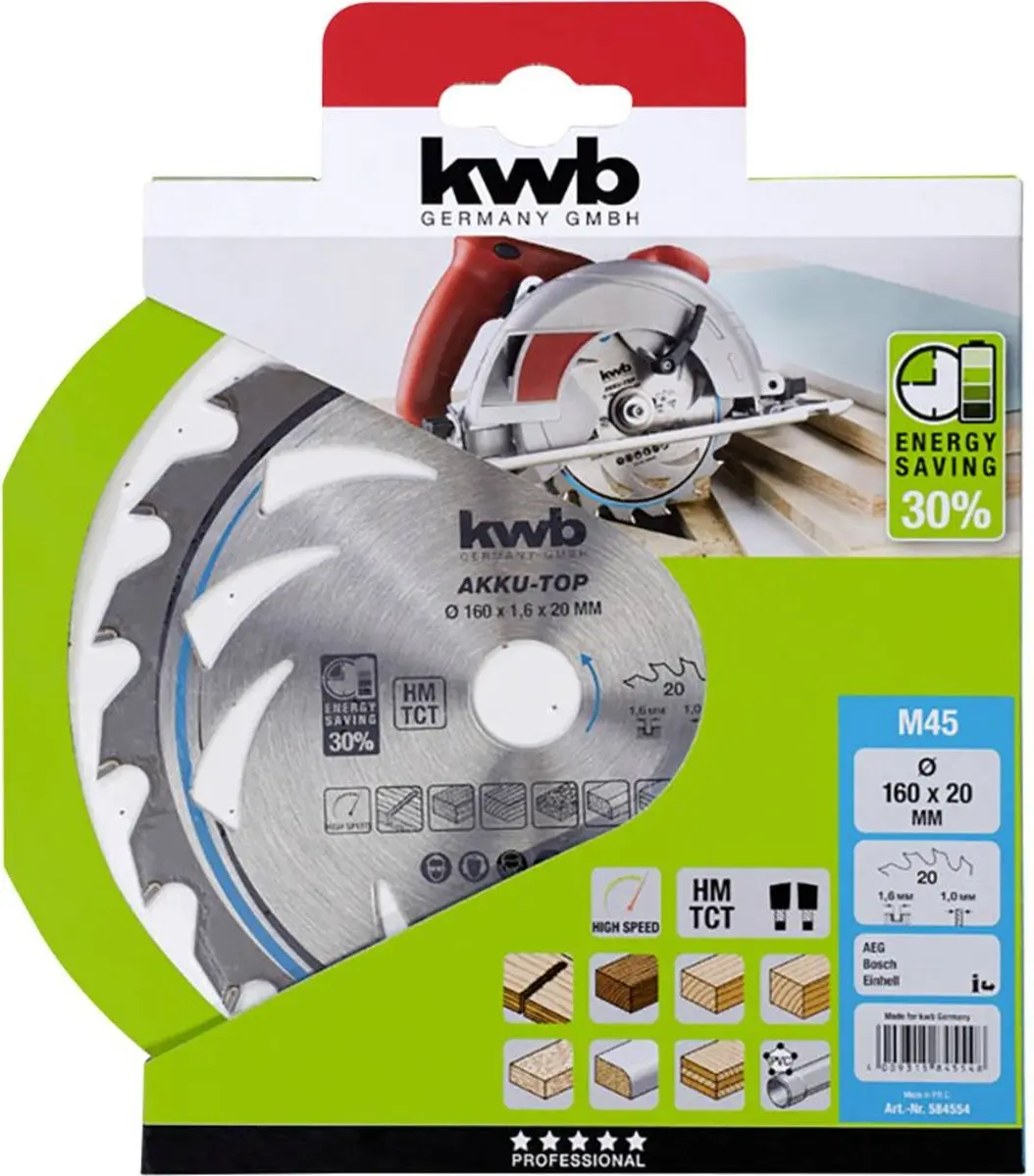 KWB 587856 Hardmetaal-cirkelzaagblad 210mm - 48 Tanden
