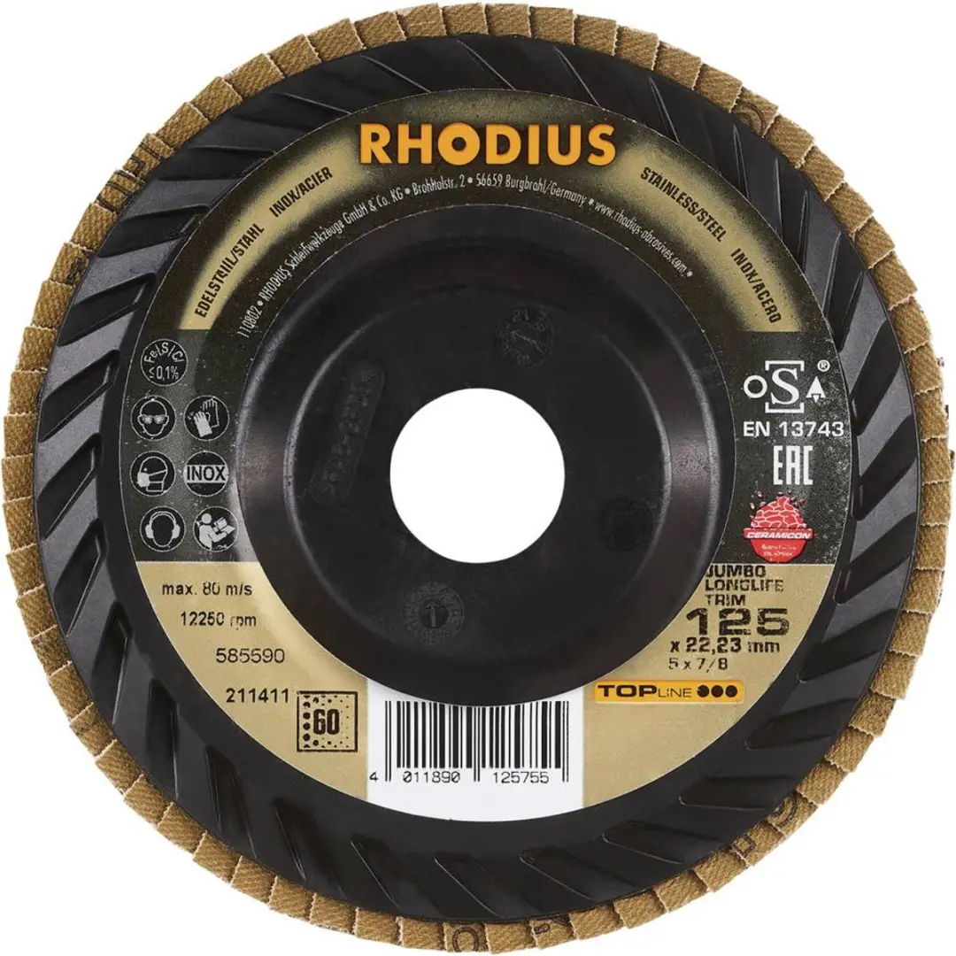 Rhodius 211411 Lamellenschijf RVS - 125mm - 10 Stuks