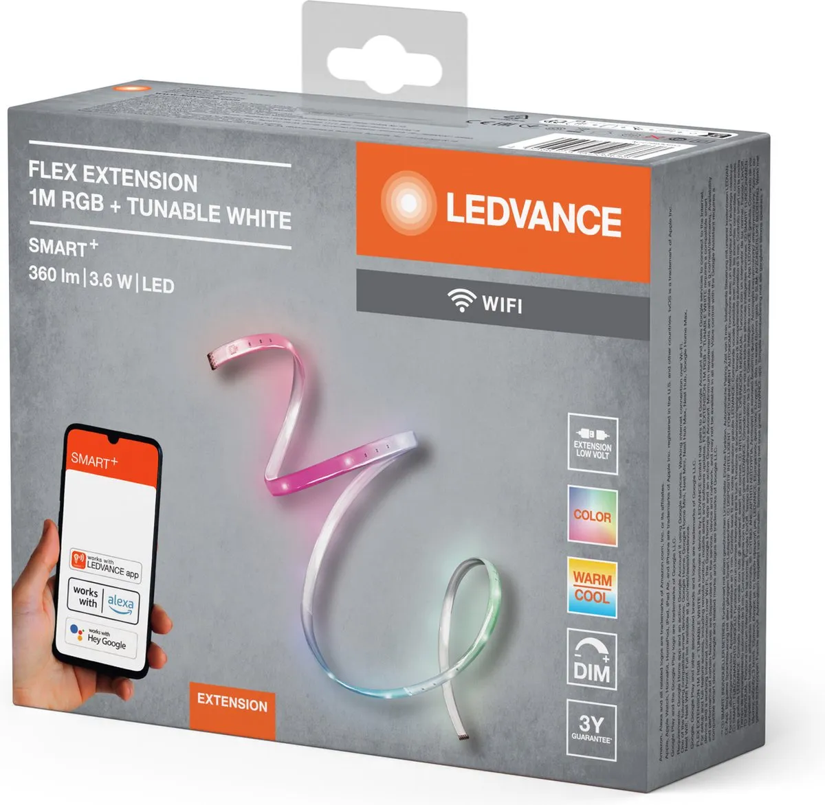 LEDVANCE SMART+ FLEX MULTICOLOR LED Strip 1m - Transparent - 2700K - afbeelding 6 van 6