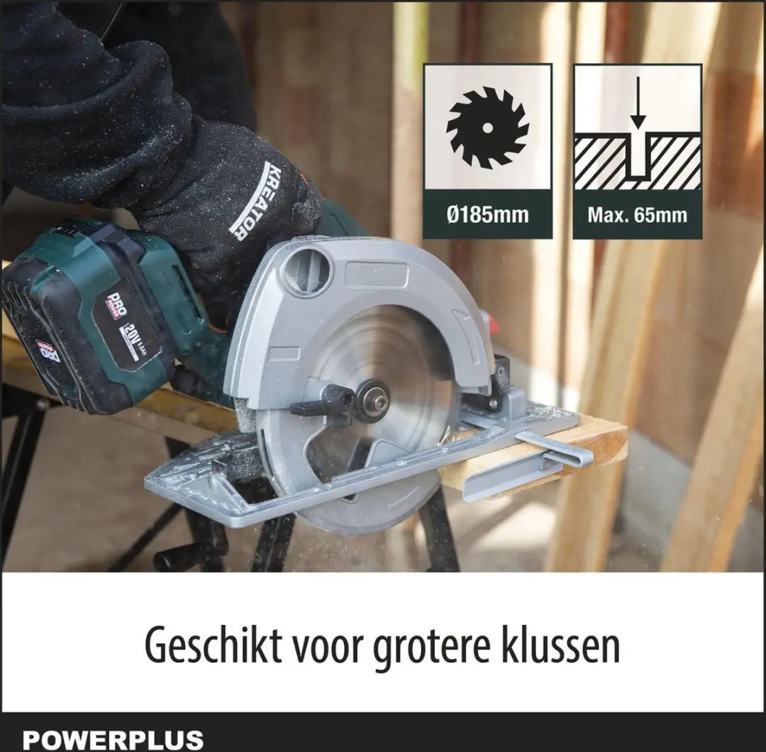 Powerplus POWPB30700 Accu Cirkelzaag 20V - Ø185mm
