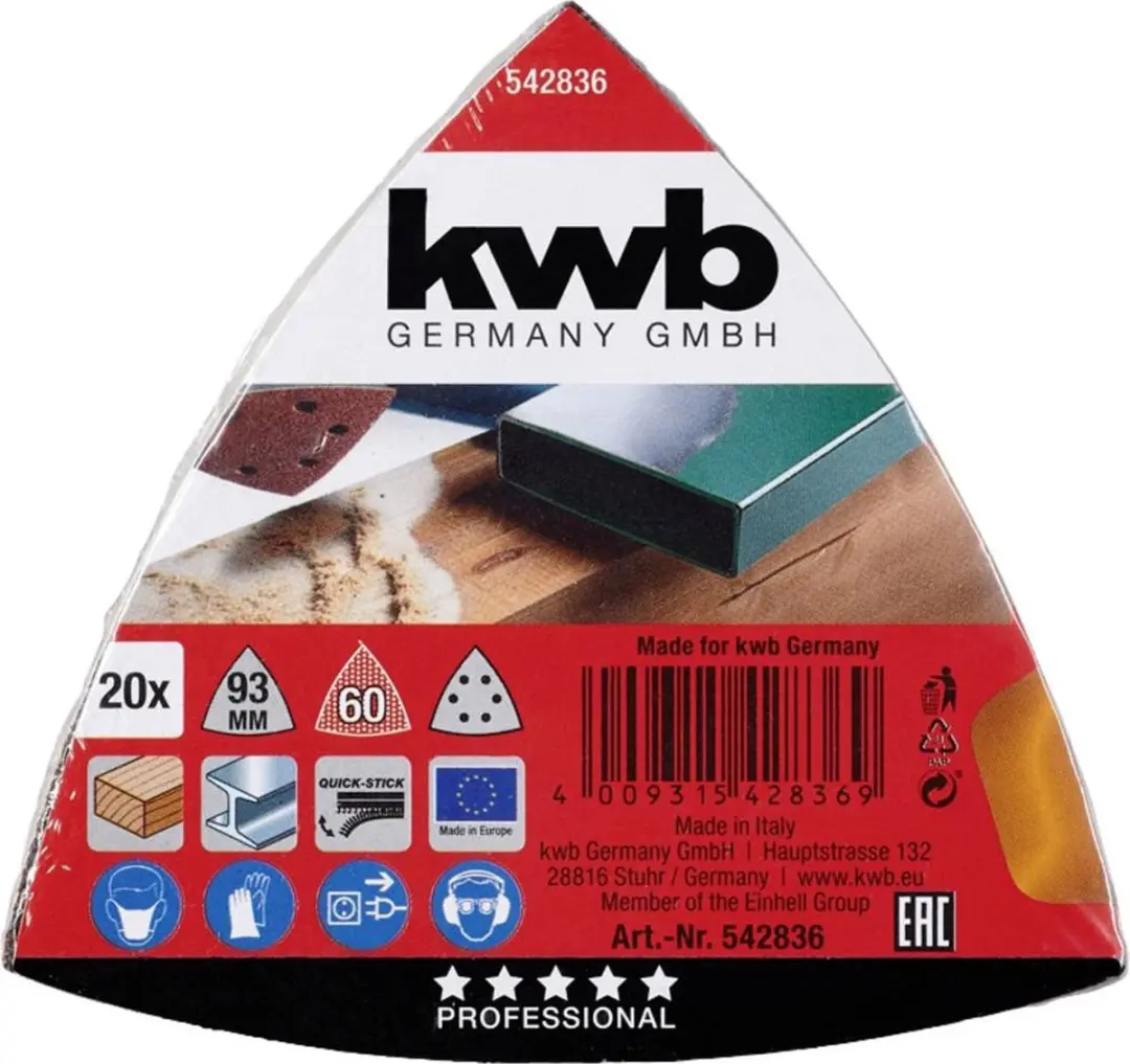 KWB Deltaschuurpapierset Korrel 60 - 93mm