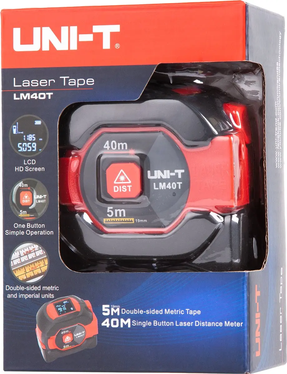 UNI-T LM40T Rolmaat 5m - Laser Afstandsmeter 40m - Rood