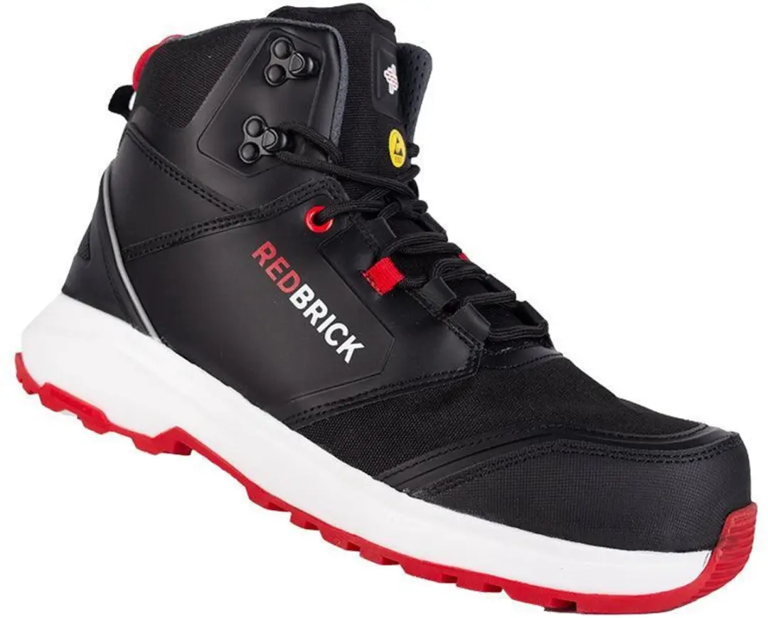 Redbrick Pulse Hoog S3 ESD Werklaarzen - Maat 50 - Zwart/Rood