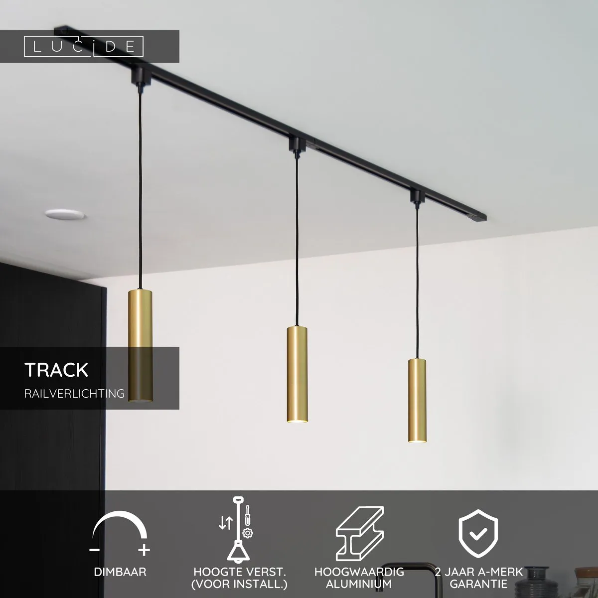 Lucide Track Floris Hanglamp GU10 - Mat Goud/Messing