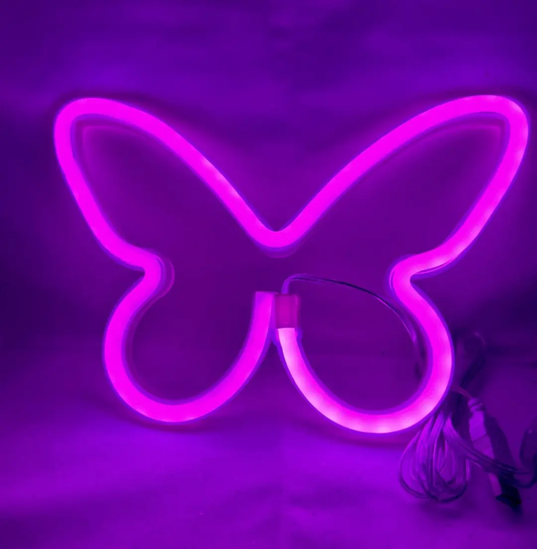 Impuls LED Wandlampen Neon Set 4 Stuks - Vlinder/Hart/Hello/Love - Rood
