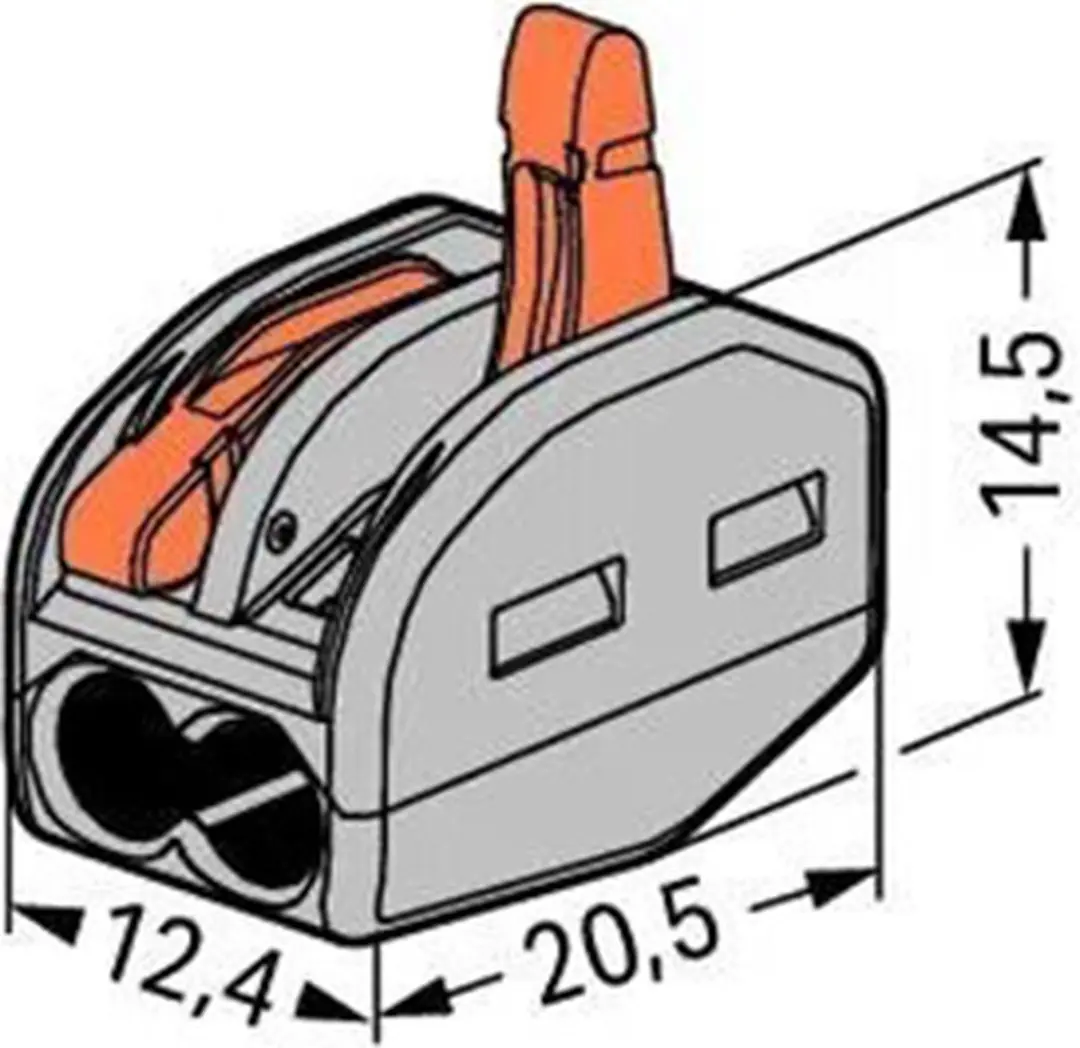 Wago Lasklem 222-412 - 0.8-4mm² Grijs - 3 Stuks