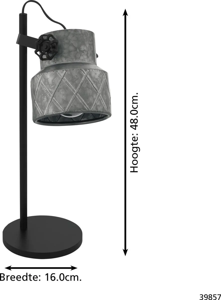 Eglo Hilcott Tafellamp E27 - 48cm Zwart - afbeelding 6 van 6