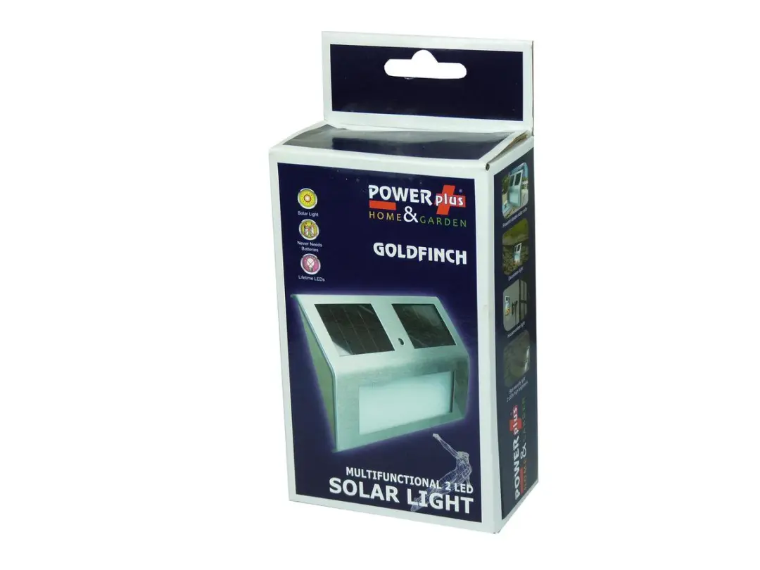 Powerplus Goldfinch Wandlamp Zonne-energie RVS - 2 LED 4000K