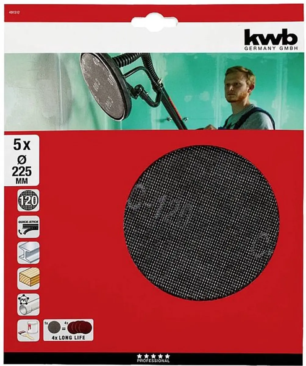 KWB Quick-Stick Schuurroosterschijf K 125 225mm - 5 Stuks - afbeelding 6 van 6
