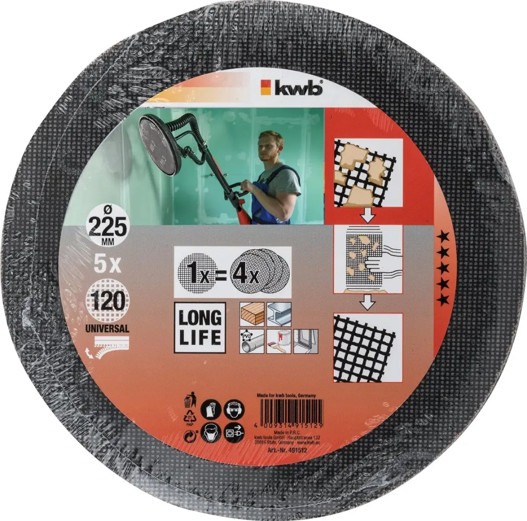 KWB Quick-Stick Schuurroosterschijf K 125 225mm - 5 Stuks