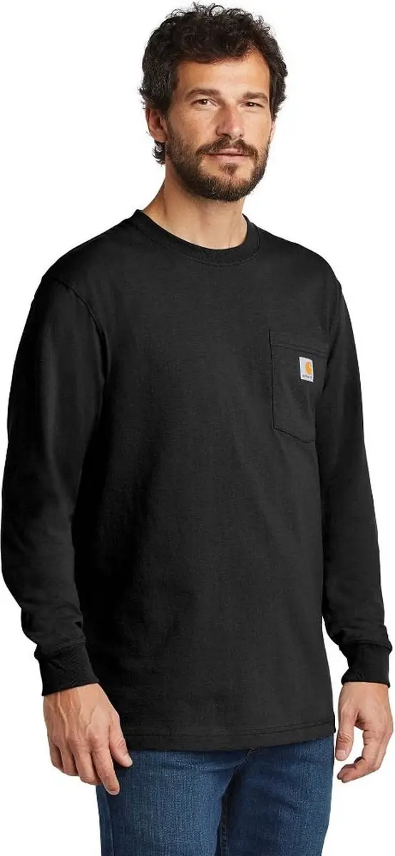 Carhartt Pocket T-Shirt Langmouw Heren - Zwart - Maat L