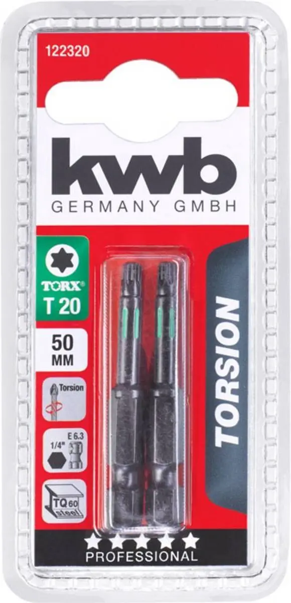 KWB 2 Bits T20 Torsie Torx - 1 Stuk