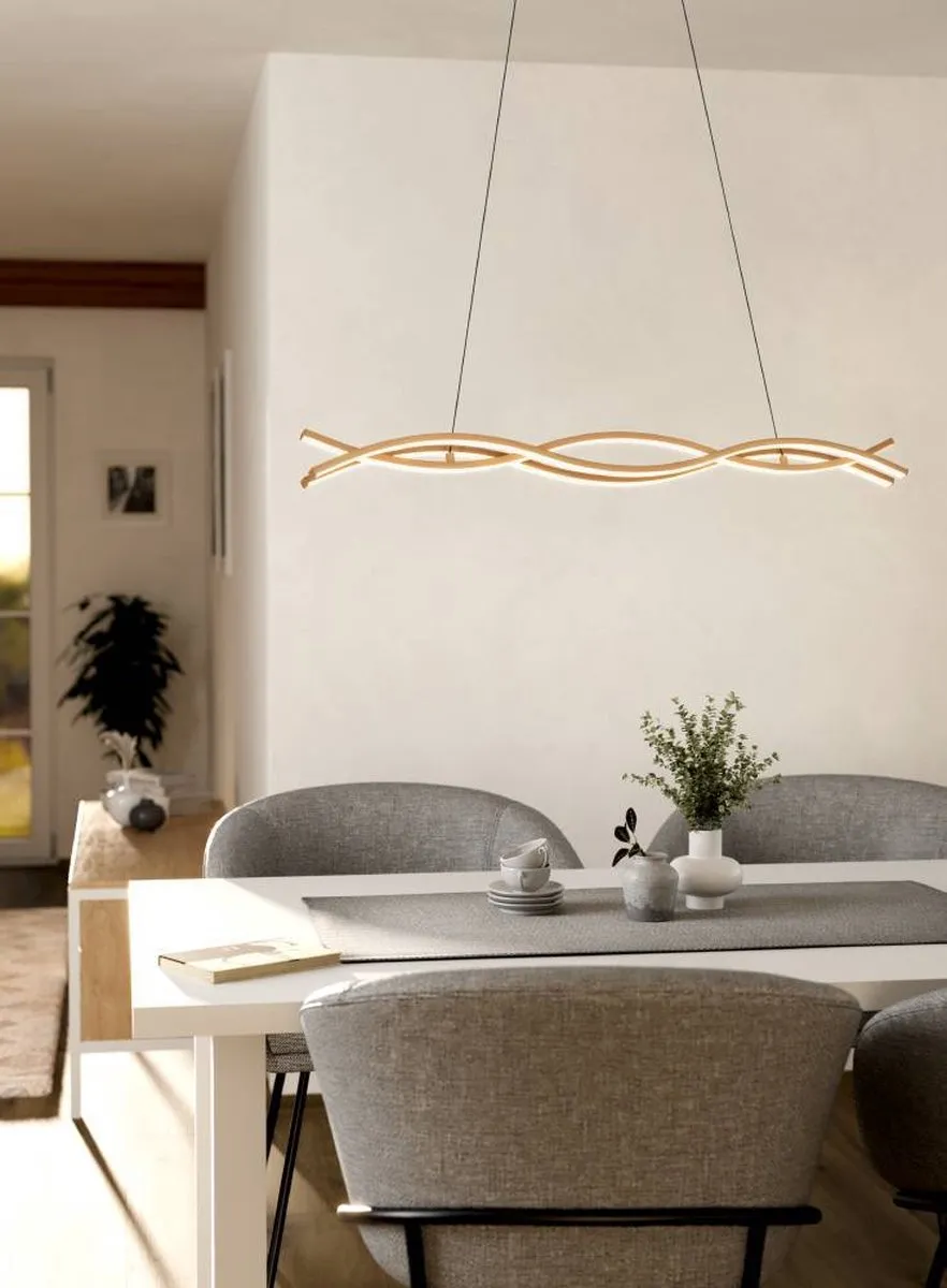 Eglo Lasana 4 Hanglamp - 90cm - Lichtbruin/Wit