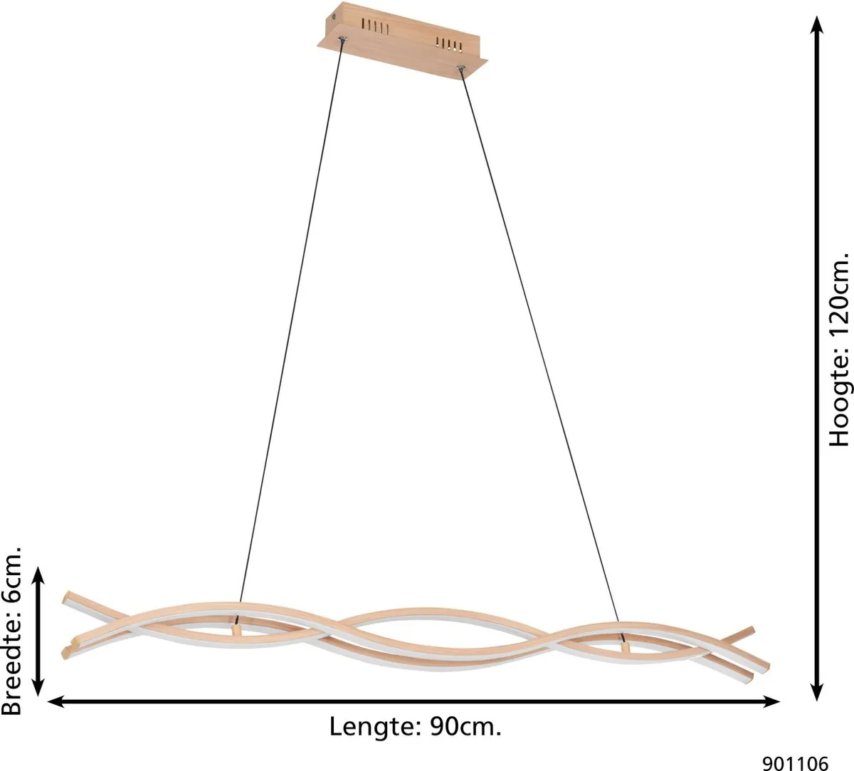 Eglo Lasana 4 Hanglamp - 90cm - Lichtbruin/Wit