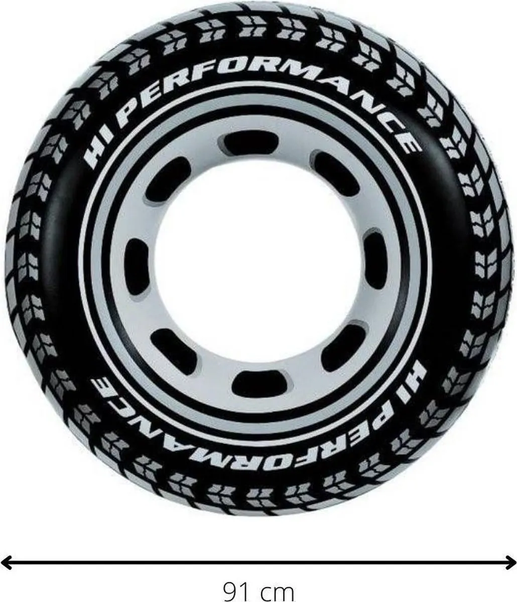 Intex Zwemband Autoband 91cm - Zwart/Wit