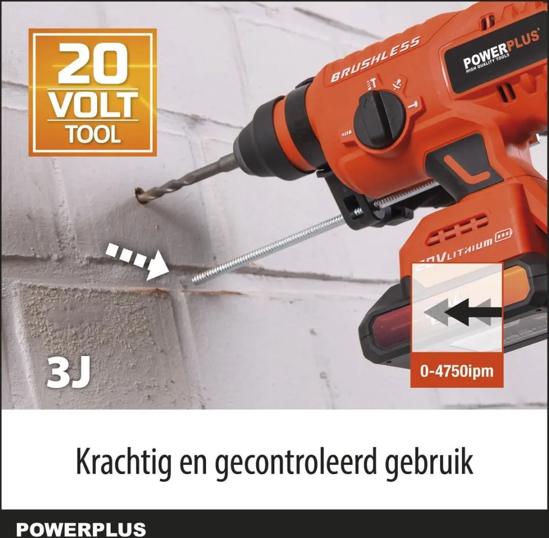 Powerplus POWDP15640 Klopboormachine 20V - 3J - 22mm Beton