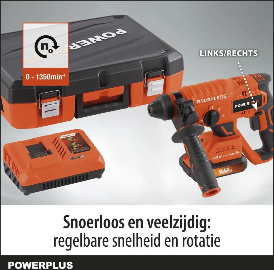 Powerplus POWDP15640 Klopboormachine 20V - 3J - 22mm Beton - afbeelding 6 van 6