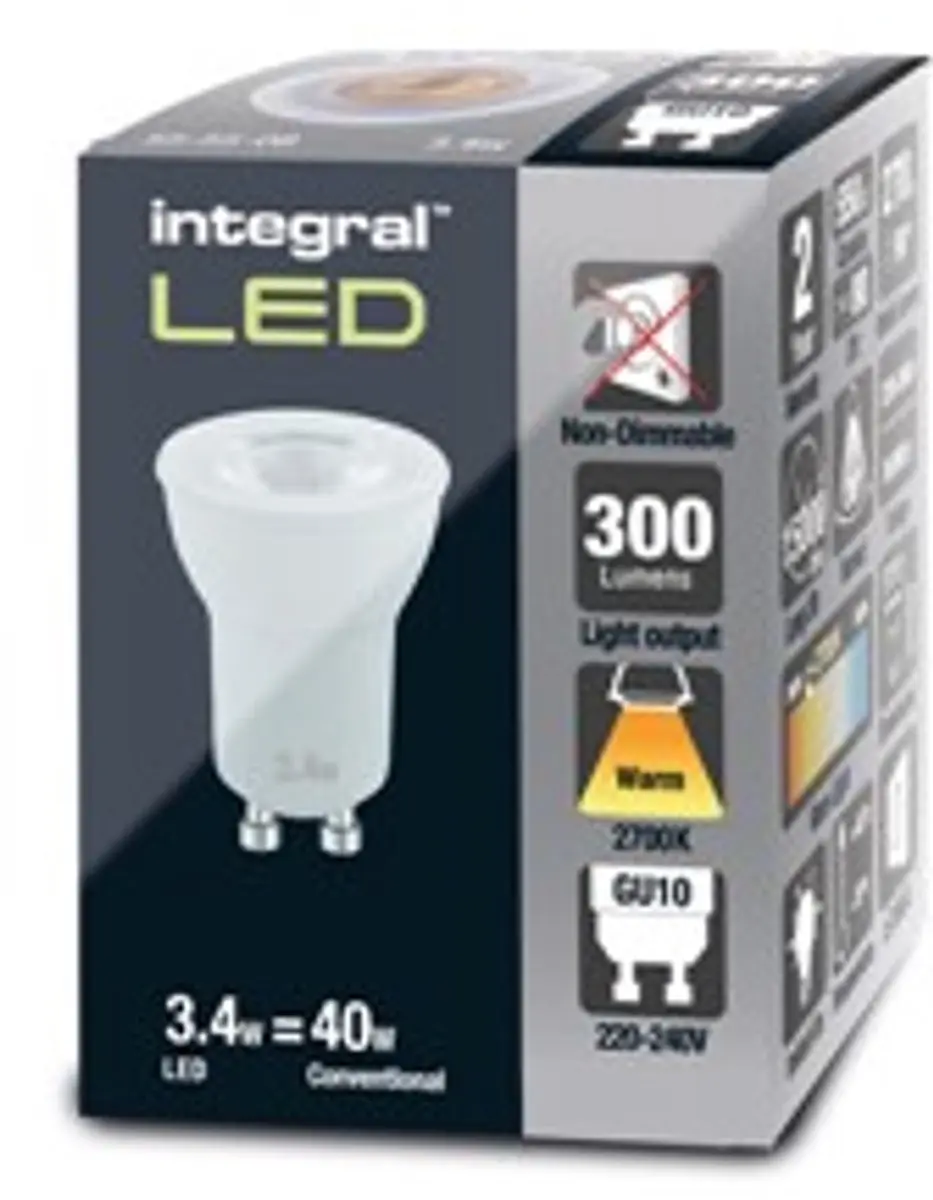 Integral 35mm GU10 LED Spot 2.8W - 270 Lm Warm Wit - 5 Stuks - afbeelding 6 van 6