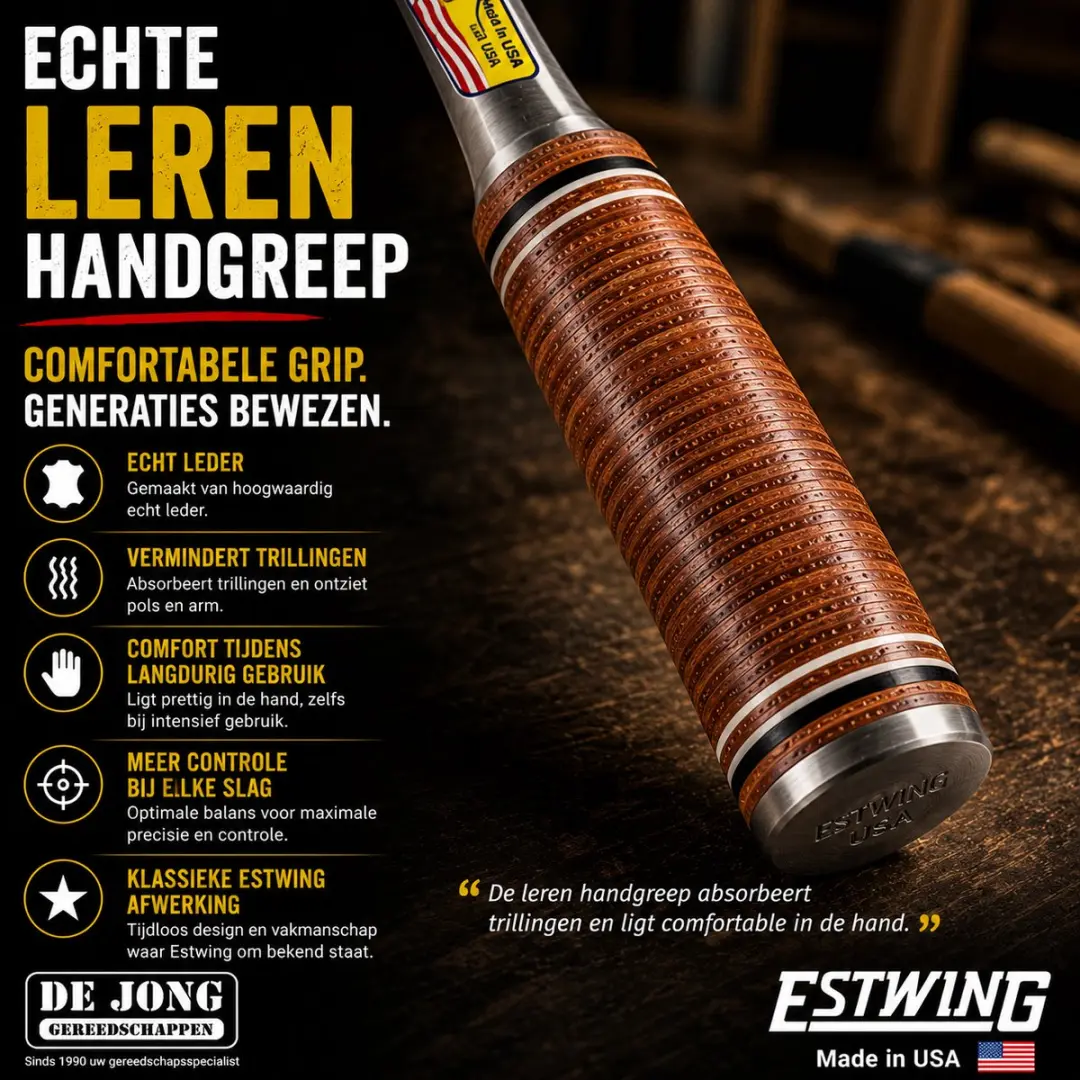 Estwing E20S Rechte Klauwhamer 800g - Leren Handgreep
