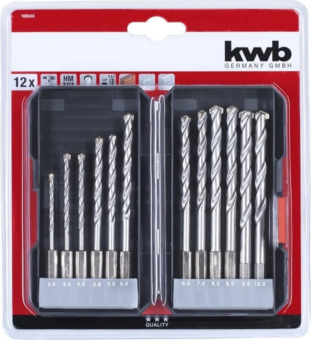 KWB 108840 Steen-spiraalboorset Metaal 12-delig