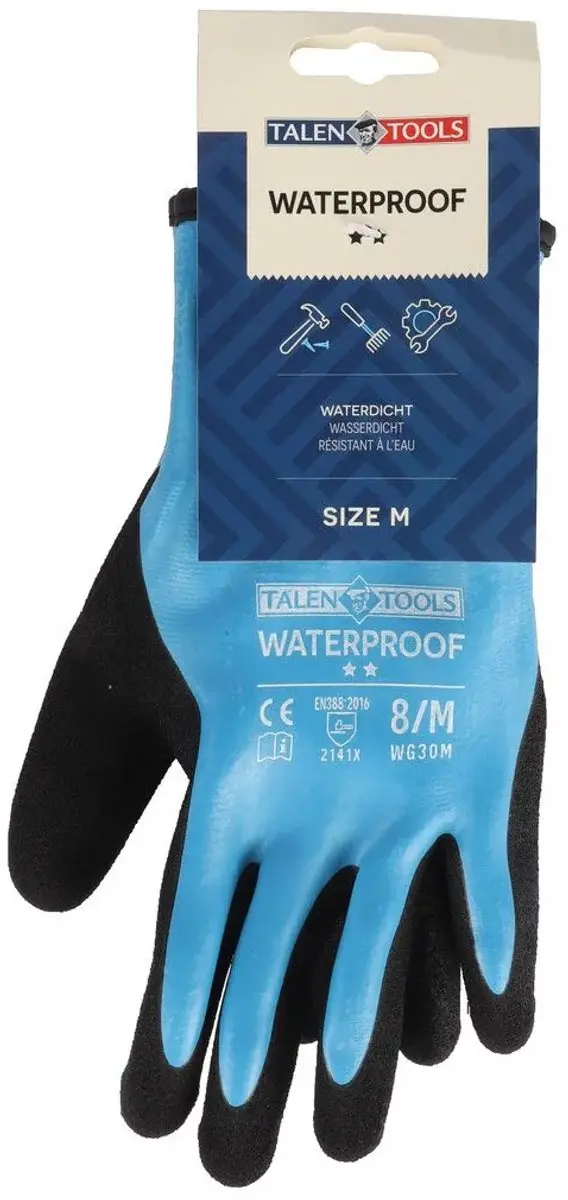 Talen Tools Werkhandschoenen Waterbestendig M - Blauw