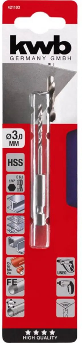 KWB Metaal-spiraalboorset 421103 - 3mm - 1 Stuk