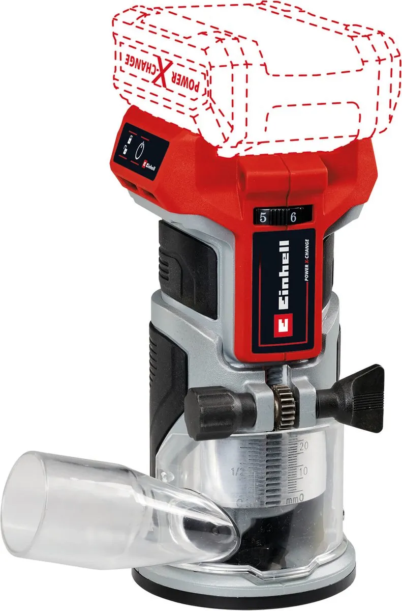 Einhell Accu Kantenfrees TP-ET 18 Li BL Solo - Power X-Change - 18 V/Li-ion - 6 en 8 mm spantang - Koolborstelloze motor - Excl. accu en lader