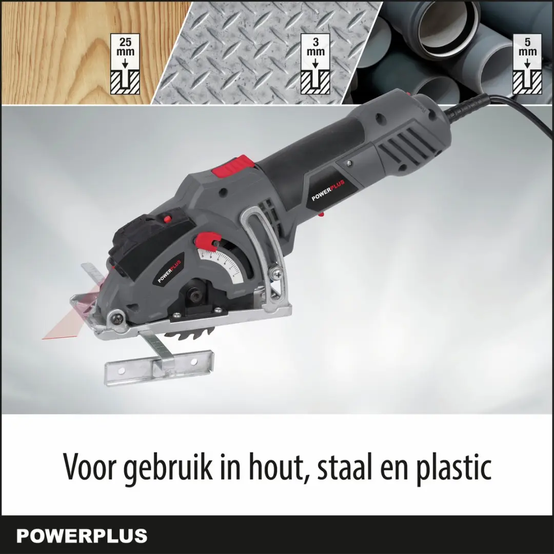 Powerplus POWE30040 Elektrische Mini Invalzaag 500W - Ø85mm - Laser - 3 Accu's