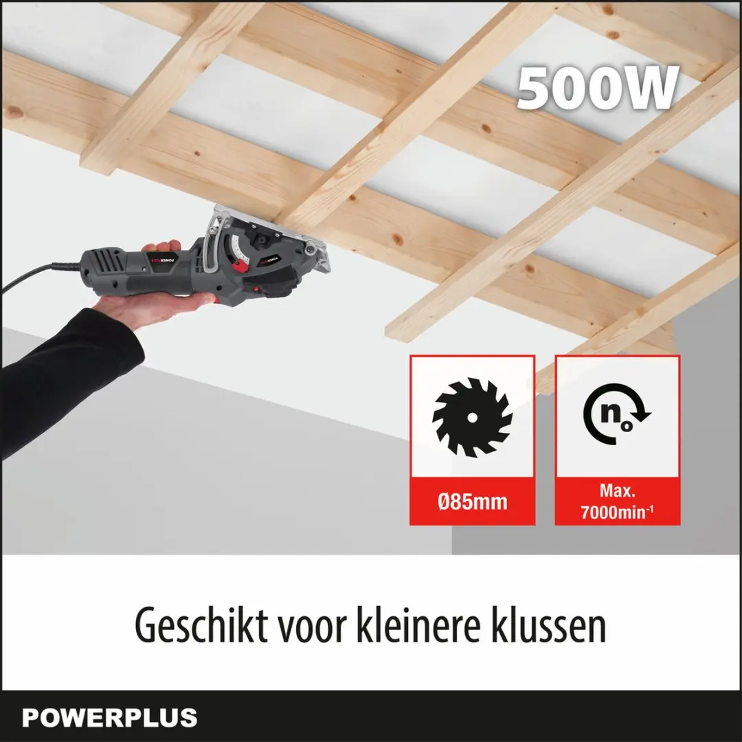 Powerplus POWE30040 Elektrische Mini Invalzaag 500W - Ø85mm - Laser - 3 Accu's