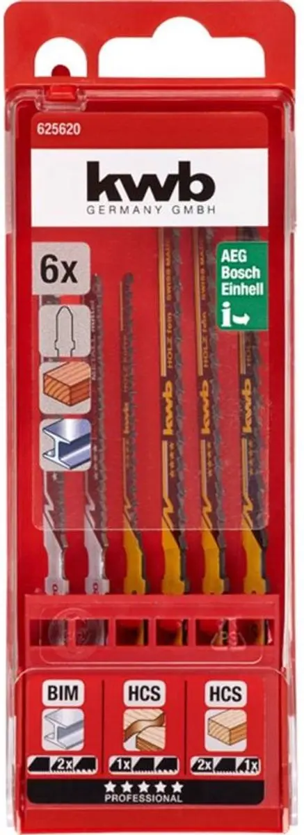 KWB Decoupeerzaagblad T-schacht Set - 6 Stuks