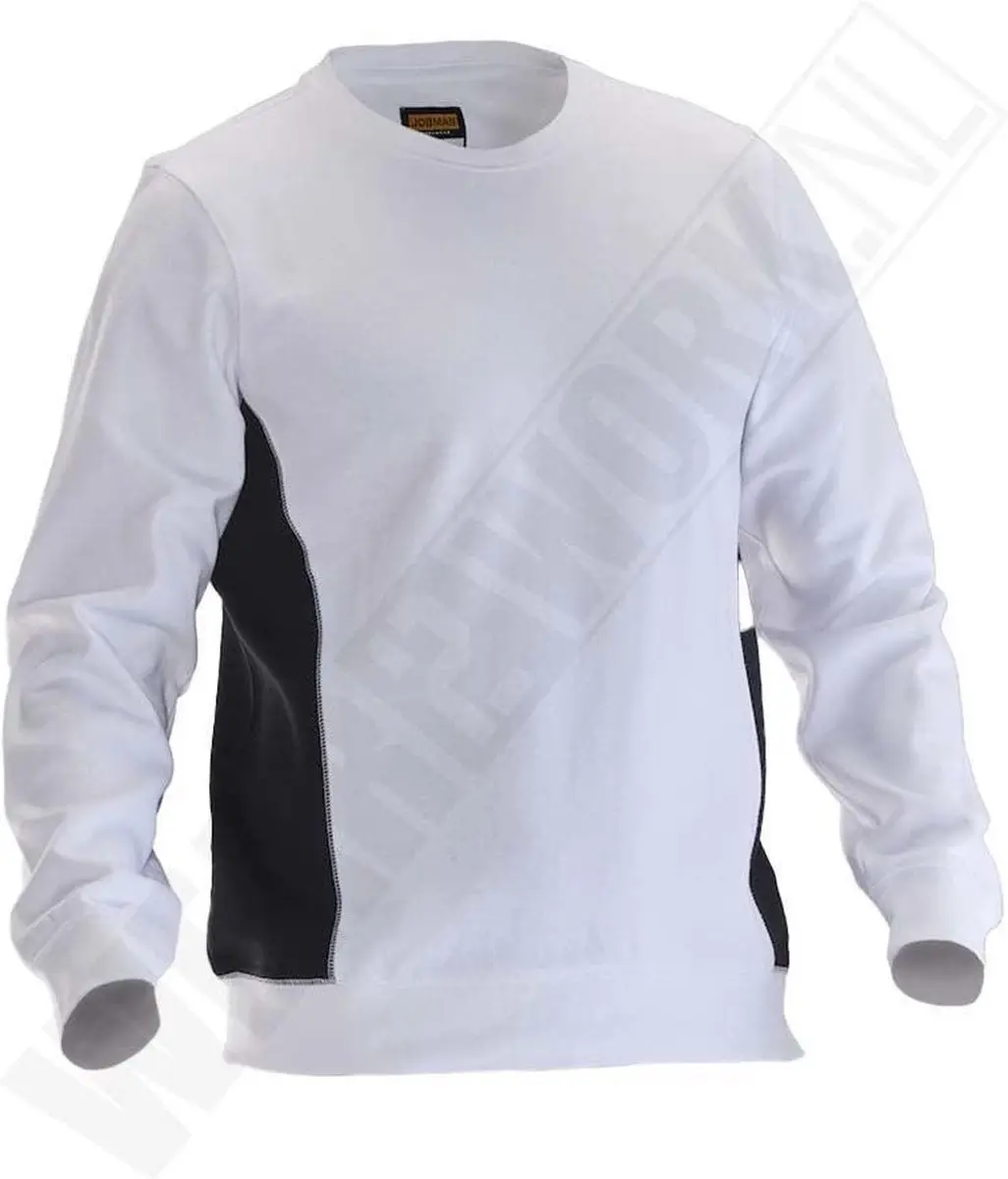 Jobman 5402 Roundneck Sweatshirt M - Wit/Zwart - afbeelding 6 van 6