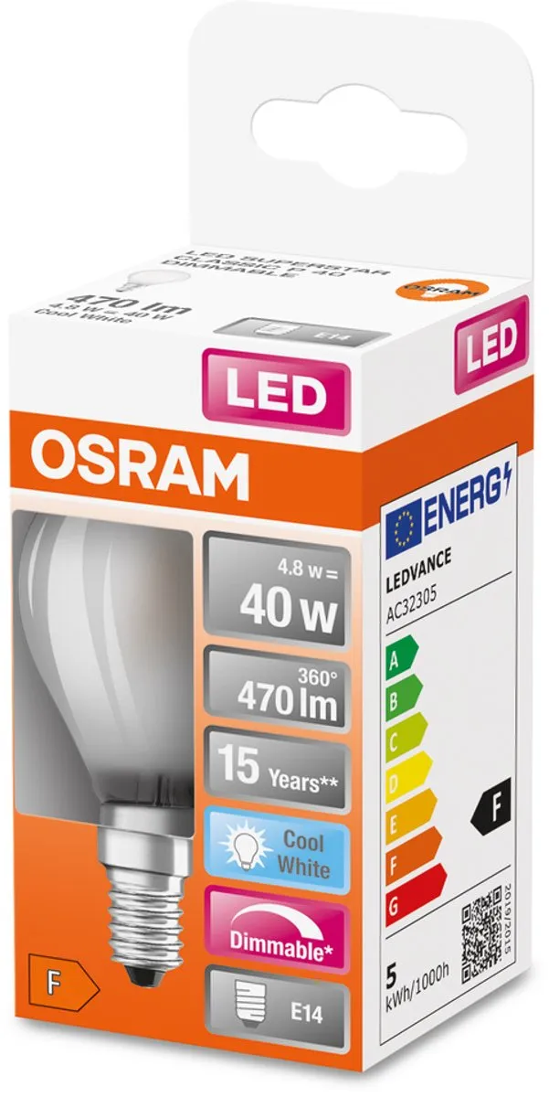LEDVANCE LED SST Classic P45 E14 4.8W 470lm - Mat Glas