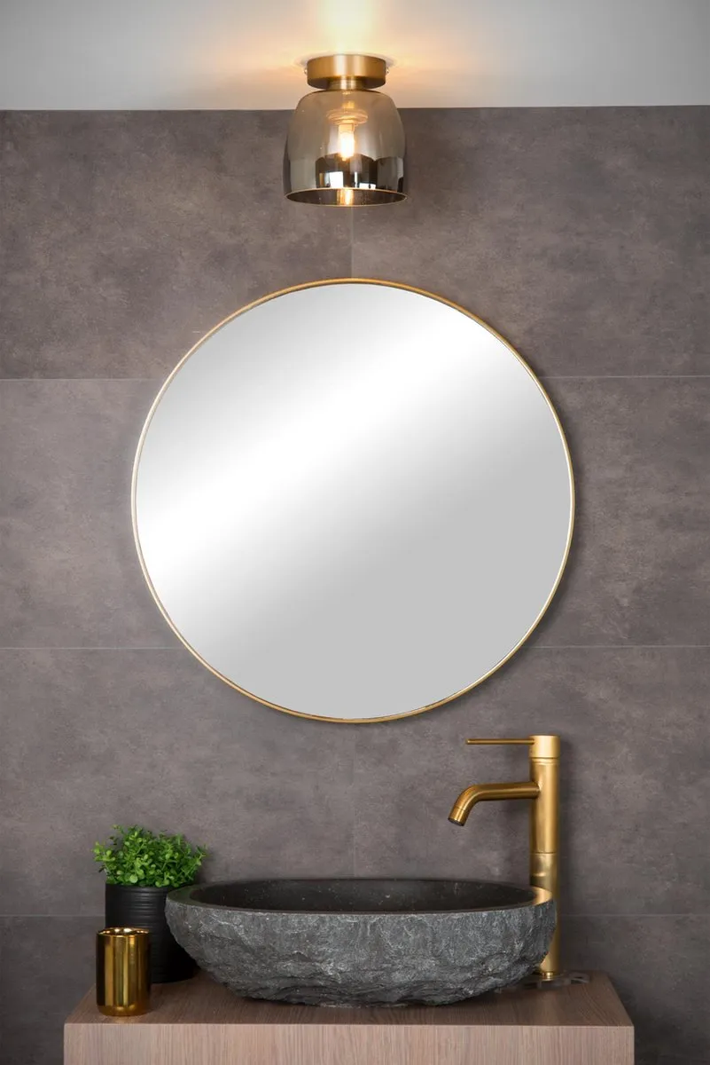 Lucide TYLER Plafonnière Badkamer Ø16cm - Mat Goud/Messing
