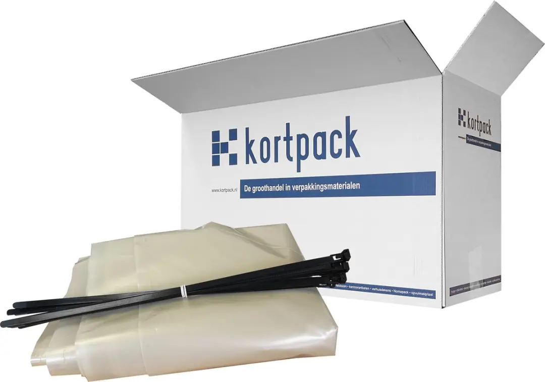 Kortpack Plastic Puinzakken 70x110cm - 10 Stuks met Binders