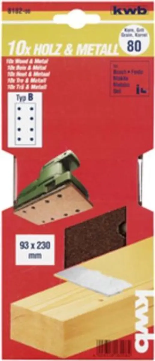 KWB Schuurstrook 93x230mm Korrel 80 - 10 Stuks