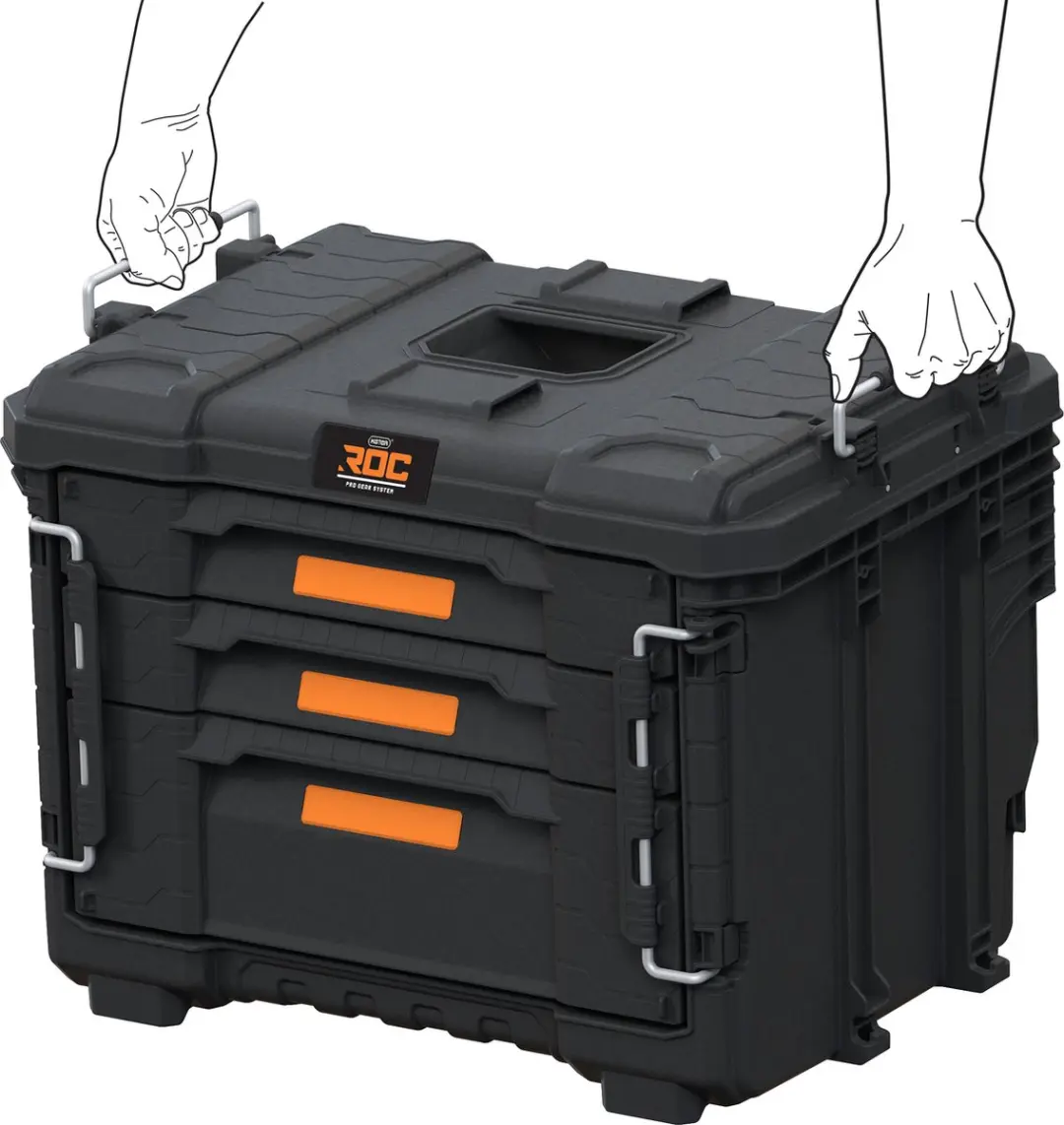 Keter Pro Gear XL Gereedschapswagen 3 Lades - 64x47x79cm Zwart - afbeelding 6 van 6