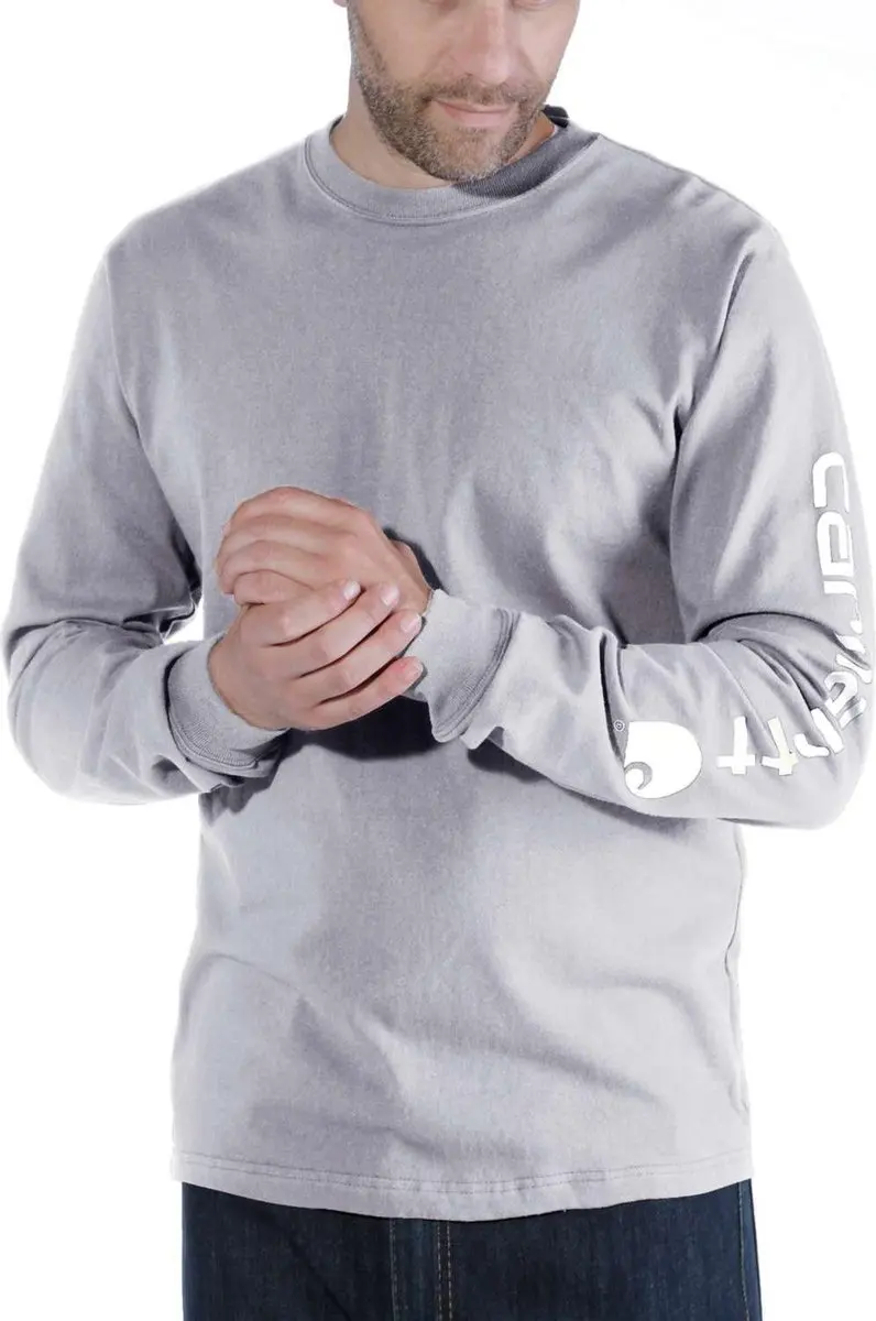 Carhartt Logo Longsleeve T-shirt - M - Heather Grey