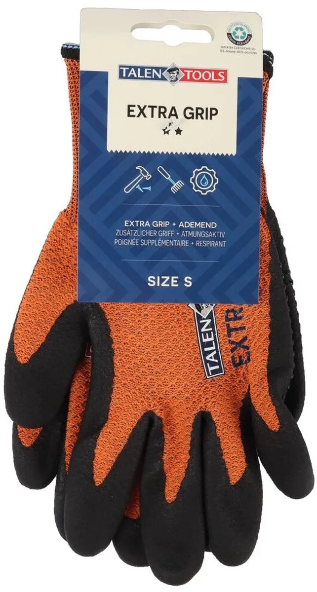 Talen Tools Werkhandschoenen Extra Grip - Maat S - Oranje