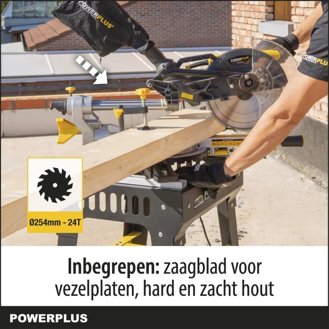 Powerplus POWX075730S Elektrische Verstekzaag 2100W - Ø254mm