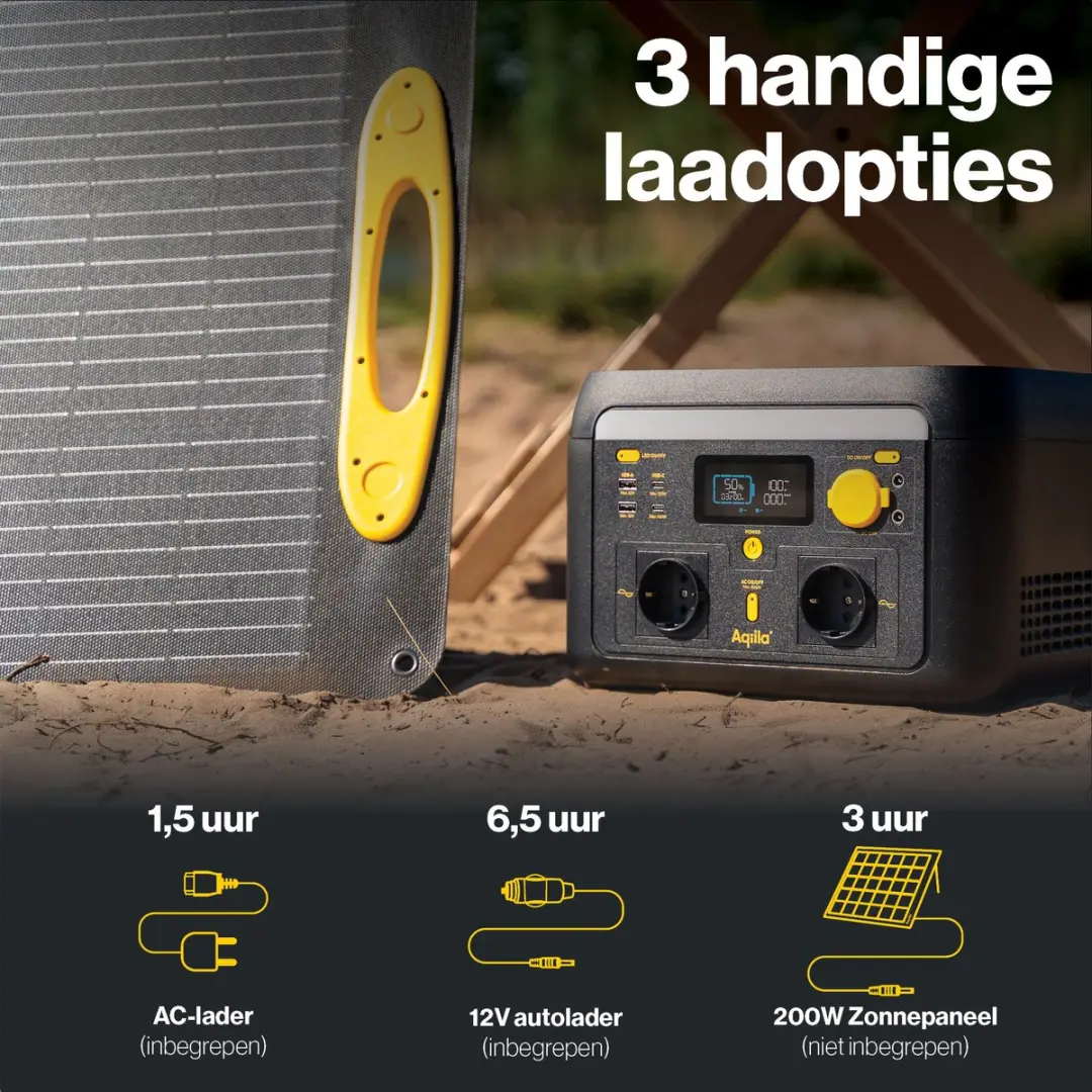 Aqiila Portable Powerstation 600W 512Wh - 9 Uitgangen - LiFePO4