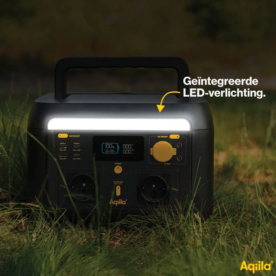 Aqiila Portable Powerstation 600W 512Wh - 9 Uitgangen - LiFePO4 - afbeelding 6 van 6