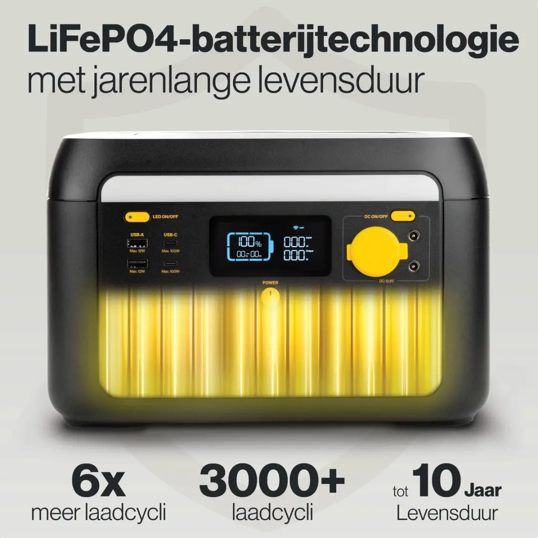 Aqiila Portable Powerstation 600W 512Wh - 9 Uitgangen - LiFePO4