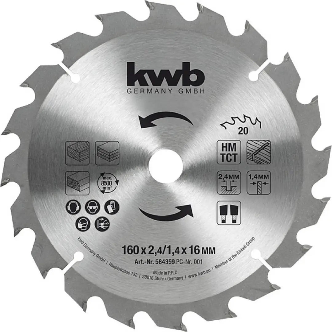 KWB Cirkelzaagblad HM 160x16mm 20T
