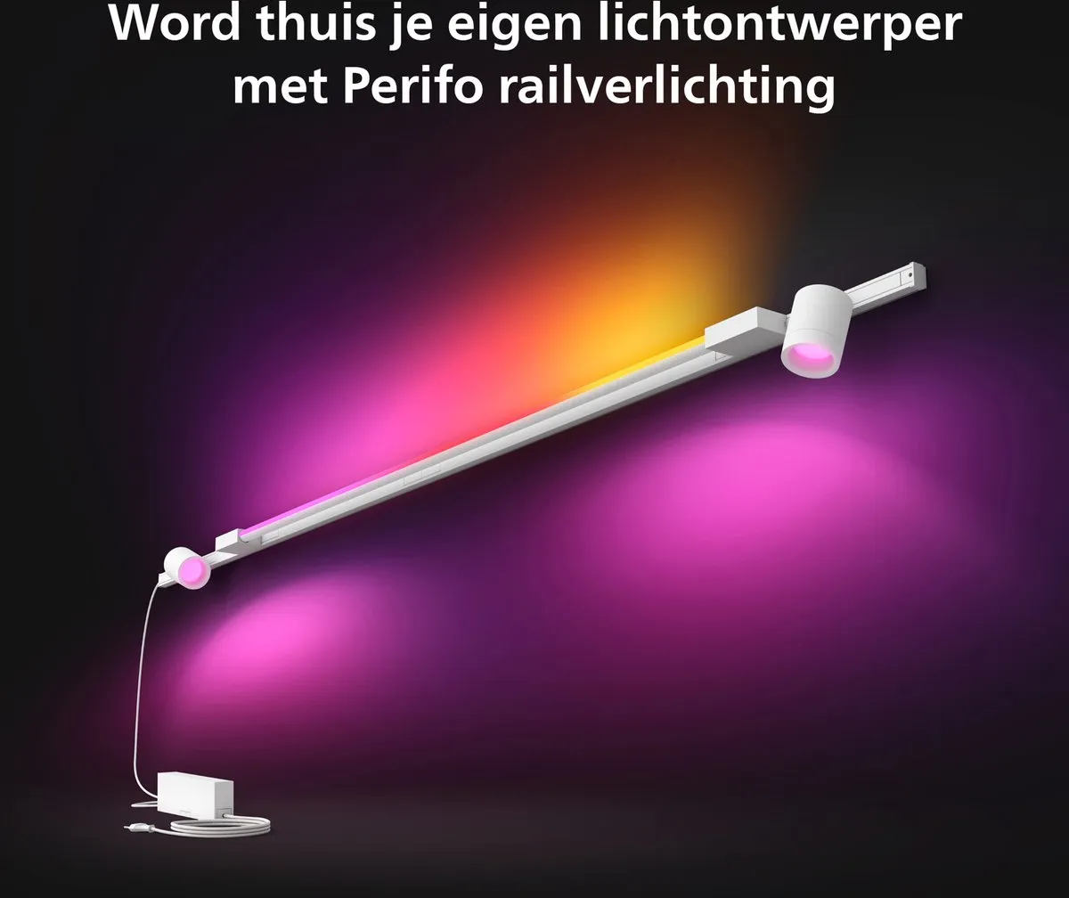 Philips Hue Perifo railverlichting muur - 2-spots - 1 gradient light tube - wit - basisset