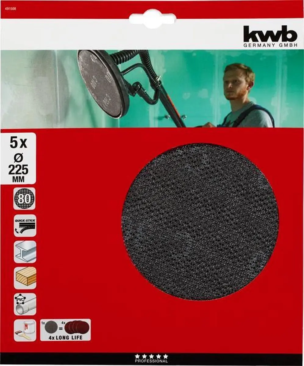KWB Schuurgaas Set 5x Ø225mm K80