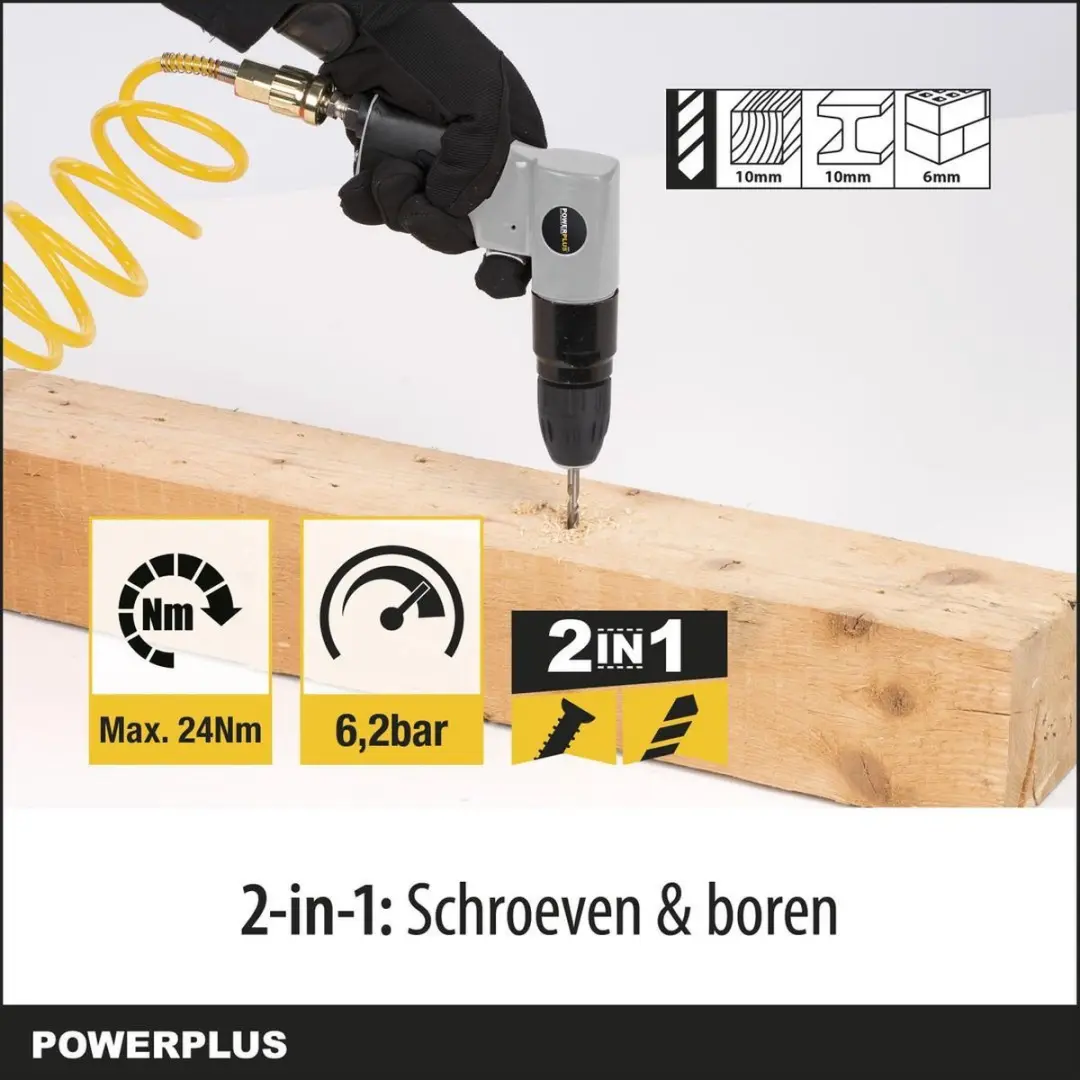 Powerplus POWAIR0802 Pneumatische Schroefboormachine 24Nm - 6,2 bar