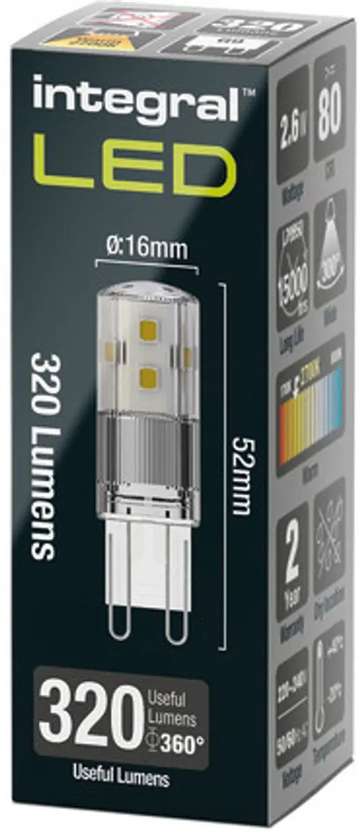 Integral LED G9 Steeklamp 2.6W - 2700K Warm Wit